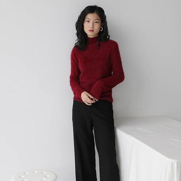 レディース トップス ニット セーター 長袖 ハイネック 無地 カジュアル 大人可愛い フェミニン オフィス お出かけ デート デイリー ベージュ オレンジ レッド フリー 送料無料