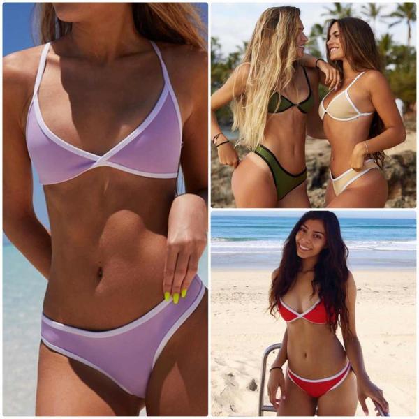 レディース　水着　三角ビキニ　Tバック　パイピング　海　プール　スイミング　ビーチ　リゾート　マリン　海水浴　夏休み　旅行　可愛い　キュート　セクシー　女性　ホワイト　XS　S　M　L　XL　2XL　3XL　サイズ　送料無料