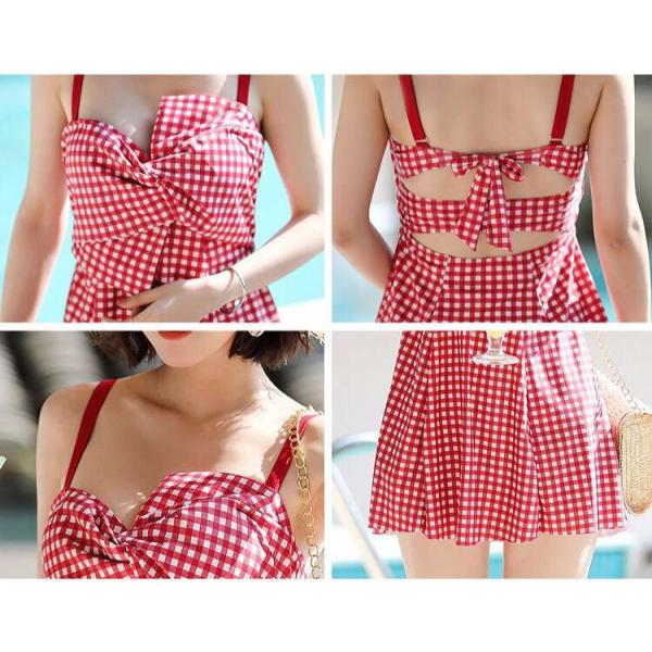 レディース　水着　ワンピース　パンツ　2点セット　サロペット　タンキニ　海　プール　スイミング　ビーチ　リゾート　マリン　海水浴　夏休み　旅行　可愛い　キュート　セクシー　女性　レッド　ブラック　M　L　XL　XXL　サイズ　送料無料