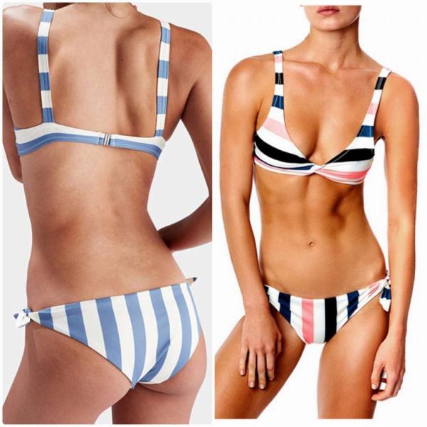 レディース　水着　ビキニ　ボーダー　ストライプ　海　プール　スイミング　ビーチ　リゾート　マリン　海水浴　夏休み　旅行　可愛い　キュート　セクシー　女性　ブラック　ブルー　S　M　L　サイズ　送料無料
