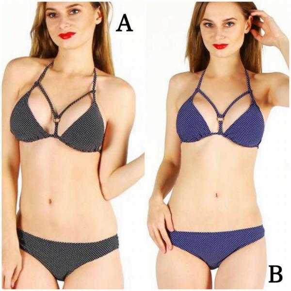 レディース　水着　ビキニ　ドット　水玉　三角ビキニ　海　プール　スイミング　ビーチ　リゾート　マリン　海水浴　夏休み　旅行　可愛い　キュート　セクシー　女性　ブラック　ネイビー　S　M　L　XL　サイズ　送料無料