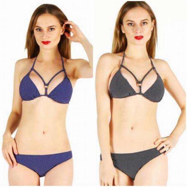 レディース　水着　ビキニ　ドット　水玉　三角ビキニ　海　プール　スイミング　ビーチ　リゾート　マリン　海水浴　夏休み　旅行　可愛い　キュート　セクシー　女性　ブラック　ネイビー　S　M　L　XL　サイズ　送料無料