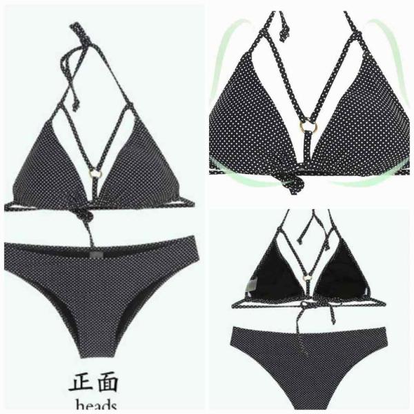 レディース　水着　ビキニ　ドット　水玉　三角ビキニ　海　プール　スイミング　ビーチ　リゾート　マリン　海水浴　夏休み　旅行　可愛い　キュート　セクシー　女性　ブラック　ネイビー　S　M　L　XL　サイズ　送料無料