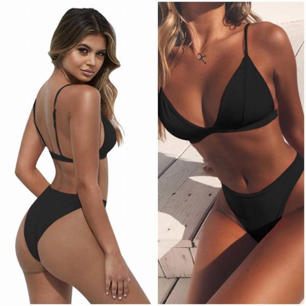 レディース　水着　ビキニ　三角ビキニ　無地　海　プール　スイミング　ビーチ　リゾート　マリン　海水浴　夏休み　旅行　可愛い　キュート　セクシー　女性　レッド　ブルー　ブラック　S　M　L　XL　サイズ　送料無料