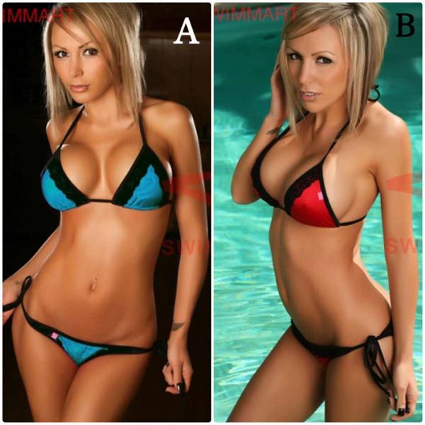 レディース　水着　ビキニ　三角ビキニ　レース　ホルターネック　海　プール　スイミング　ビーチ　リゾート　マリン　海水浴　可愛い　キュート　セクシー　女性　レッド　オレンジ　ピンク　パープル　ブラック　フリーサイズ　送料無料