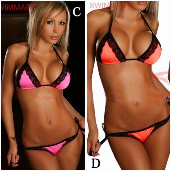 レディース　水着　ビキニ　三角ビキニ　レース　ホルターネック　海　プール　スイミング　ビーチ　リゾート　マリン　海水浴　可愛い　キュート　セクシー　女性　レッド　オレンジ　ピンク　パープル　ブラック　フリーサイズ　送料無料