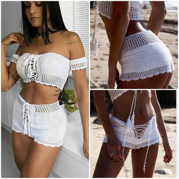 レディース　水着　ビキニ　レース　オフショルダー　無地　カジュアル　大人可愛い　キュート　セクシー　海　プール　スイミング　スクール　ビーチ　リゾート　マリン　海水浴　ホワイト　ブルー　S　M　L　送料無料