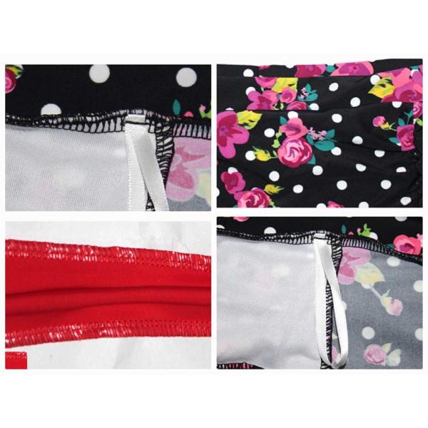 レディース　水着　三角ビキニ　無地　水玉　ハイウエスト　ホルター　カジュアル　大人可愛い　キュート　セクシー　海　プール　スイミング　スクール　ビーチ　リゾート　マリン　海水浴　レッド×ブラック　S　M　L　XL　2XL　3XL　送料無料