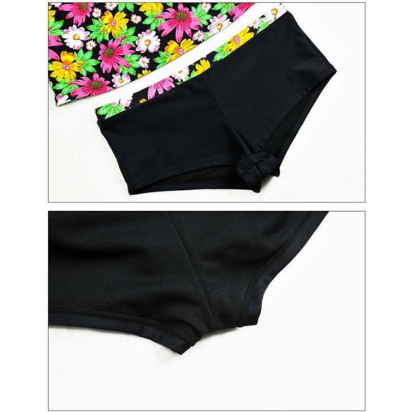 レディース　大きいサイズ　水着　タンキニ　パンツ　ショートパンツ　海　プール　スイミング　ビーチ　リゾート　マリン　海水浴　夏休み　旅行　可愛い　キュート　セクシー　女性　花柄　M　L　XL　2XL　サイズ　送料無料