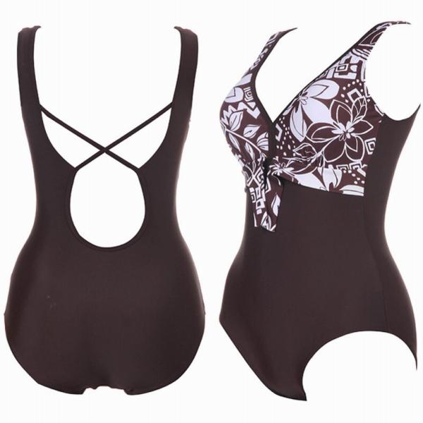 レディース　大きいサイズ　水着　ワンピース　海　プール　スイミング　ビーチ　リゾート　マリン　海水浴　夏休み　旅行　可愛い　キュート　セクシー　女性　花柄　ブラウン　レッド　S　M　L　XL　2XL　3XL　4XL　5XL　サイズ　送料無料