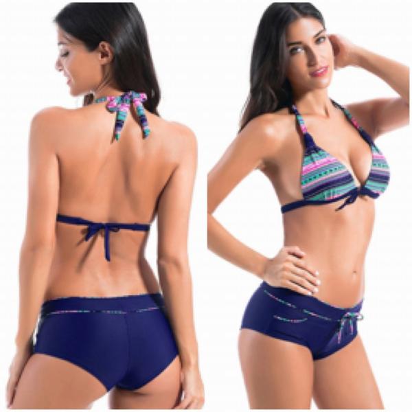 レディース　水着　ビキニ　ホルターネック　海　プール　スイミング　ビーチ　リゾート　マリン　海水浴　夏休み　旅行　可愛い　キュート　セクシー　女性　ネイビー　ブラック　S　M　L　サイズ　送料無料