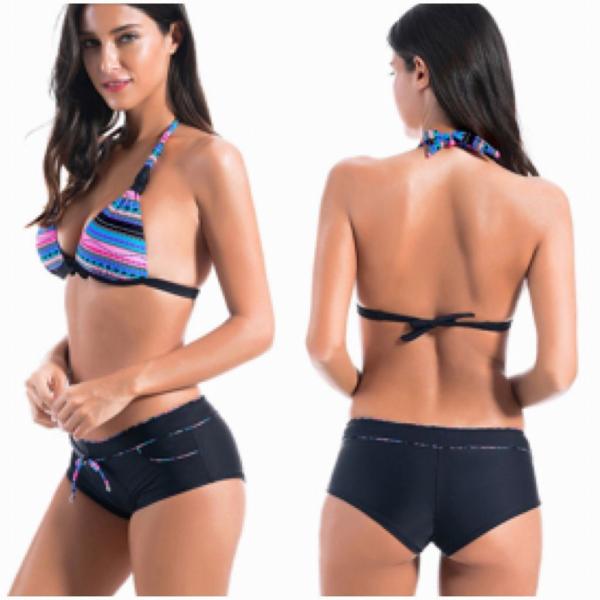レディース　水着　ビキニ　ホルターネック　海　プール　スイミング　ビーチ　リゾート　マリン　海水浴　夏休み　旅行　可愛い　キュート　セクシー　女性　ネイビー　ブラック　S　M　L　サイズ　送料無料