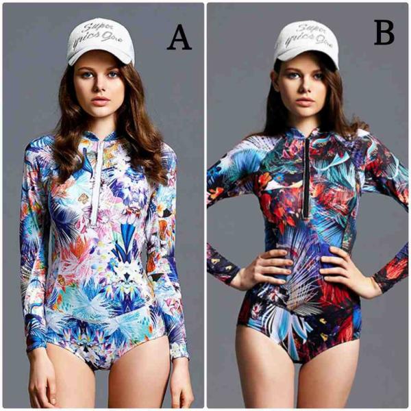 レディース　大きいサイズ　水着　ワンピース　長袖　海　プール　スイミング　ビーチ　リゾート　マリン　海水浴　夏休み　旅行　可愛い　キュート　セクシー　女性　ブラック　ブルー　グリーン　M　L　XL　2XL　サイズ　送料無料