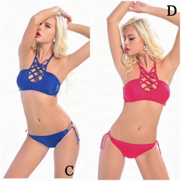 レディース　水着　ビキニ　ホルターネック　海　プール　スイミング　ビーチ　リゾート　マリン　海水浴　夏休み　旅行　可愛い　キュート　セクシー　女性　ブラック　レッド　ブルー　ワインレッド　M　L　XL　サイズ　送料無料