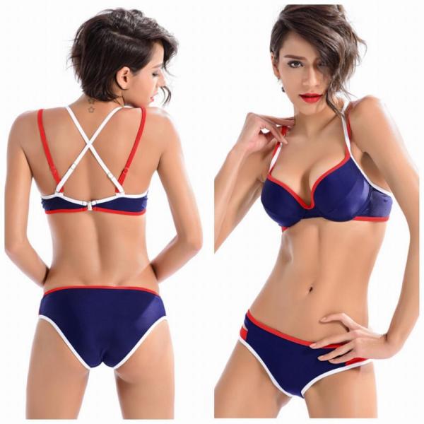 レディース　水着　ビキニ　セパレート　スポーティ　無地　シンプル　海　プール　スイミング　ビーチ　リゾート　マリン　海水浴　夏休み　旅行　可愛い　キュート　セクシー　女性　ネイビー　S　M　L　XL　サイズ　送料無料