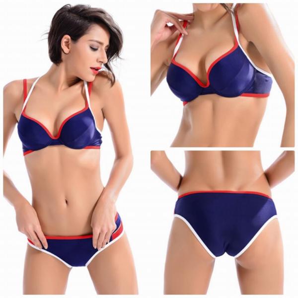 レディース　水着　ビキニ　セパレート　スポーティ　無地　シンプル　海　プール　スイミング　ビーチ　リゾート　マリン　海水浴　夏休み　旅行　可愛い　キュート　セクシー　女性　ネイビー　S　M　L　XL　サイズ　送料無料