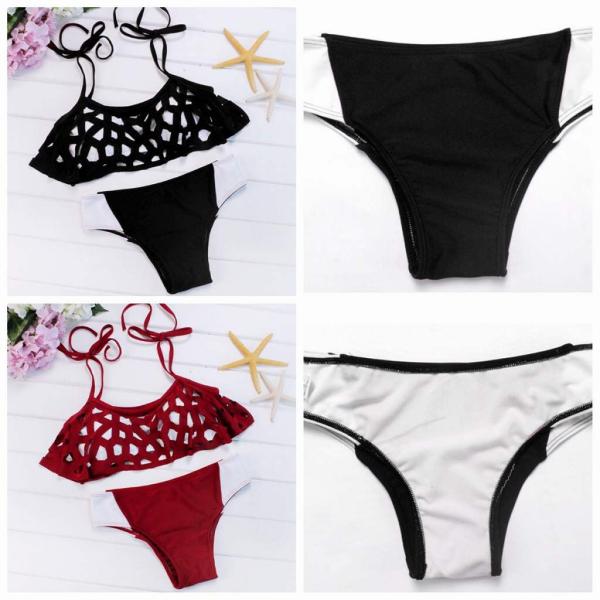 レディース　水着　ビキニ　セパレート　無地　海　プール　スイミング　ビーチ　リゾート　マリン　海水浴　夏休み　旅行　可愛い　キュート　セクシー　女性　レッド　ブラック　M　L　XL　サイズ　送料無料