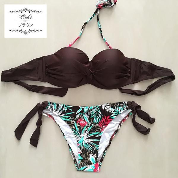 レディース　大きいサイズ　水着　ビキニ　セパレート　ボタニカル柄　海　プール　スイミング　ビーチ　リゾート　マリン　海水浴　夏休み　旅行　可愛い　キュート　セクシー　女性　レッド　ブラック　ブルー　グリーン　ブラウン　S　M　L　XL　XXL　サイズ　送料無料