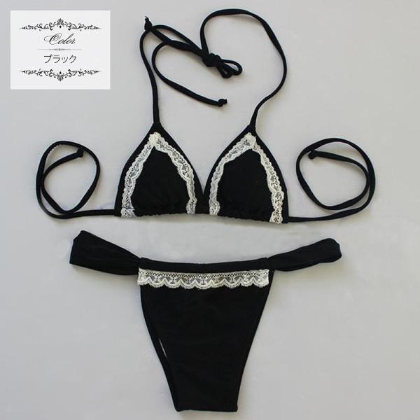 レディース　水着　三角ビキニ　セパレート　ホルターネック　レース　海　プール　スイミング　ビーチ　リゾート　マリン　海水浴　夏休み　旅行　可愛い　キュート　セクシー　女性　ホワイト　ブラック　S　M　L　XL　サイズ　送料無料