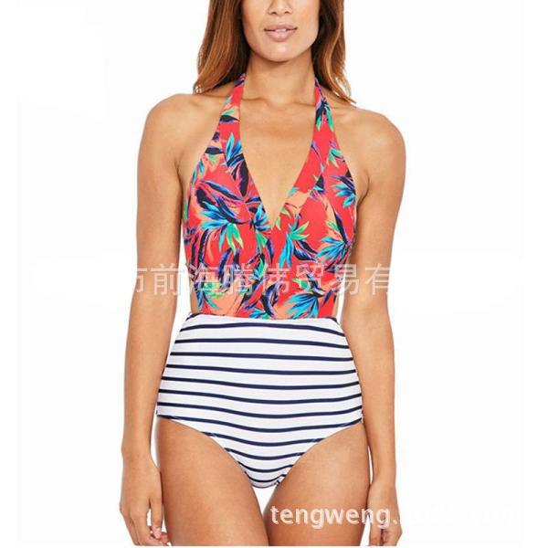 レディース　水着　モノキニ　ワンピース　ボタニカル柄　ボーダー　海　プール　スイミング　ビーチ　リゾート　マリン　海水浴　夏休み　旅行　可愛い　キュート　セクシー　女性　ホワイト　レッド　S　M　L　XL　サイズ　送料無料
