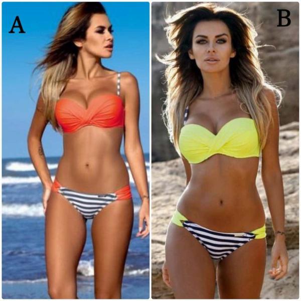 レディース　水着　ビキニ　無地　水玉　ボーダー　カジュアル　大人可愛い　キュート　セクシー　海　プール　スイミング　スクール　ビーチ　リゾート　マリン　海水浴　オレンジ　イエロー　ピンク　レッド　グリーン　XS　S　M　L　XL　送料無料