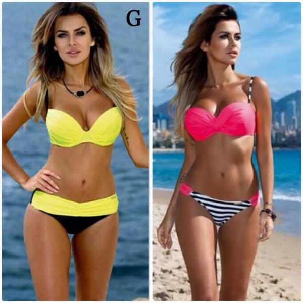 レディース　水着　ビキニ　無地　水玉　ボーダー　カジュアル　大人可愛い　キュート　セクシー　海　プール　スイミング　スクール　ビーチ　リゾート　マリン　海水浴　オレンジ　イエロー　ピンク　レッド　グリーン　XS　S　M　L　XL　送料無料