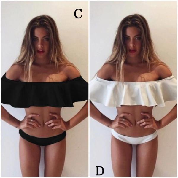レディース　水着　オフショルビキニ　無地　オフショルダー　カジュアル　大人可愛い　キュート　セクシー　海　プール　スイミング　スクール　ビーチ　リゾート　マリン　海水浴　オレンジ　ブルー　ブラック　ホワイト　XS　S　M　L　XL　送料無料