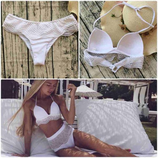 レディース　水着　三角ビキニ　レース　無地　ハイウエスト　カジュアル　大人可愛い　キュート　セクシー　海　プール　スイミング　スクール　ビーチ　リゾート　マリン　海水浴　ブラック　ホワイト　S　M　L　XL　送料無料