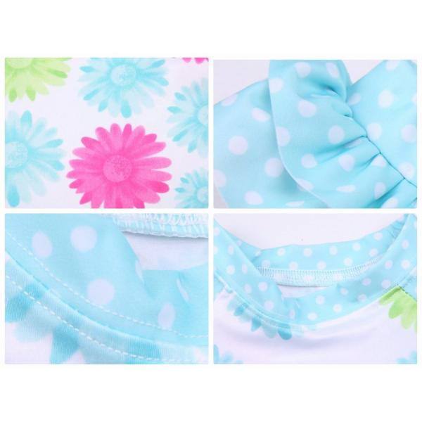 キッズ　ジュニア　女の子　子供　水着　半袖Tシャツ&パンツ　花柄　日焼け防止　カジュアル　かわいい　キュート　セクシー　海　プール　スイミング　スクール　ビーチ　リゾート　マリン　海水浴　ブルー　91011121314送料無料