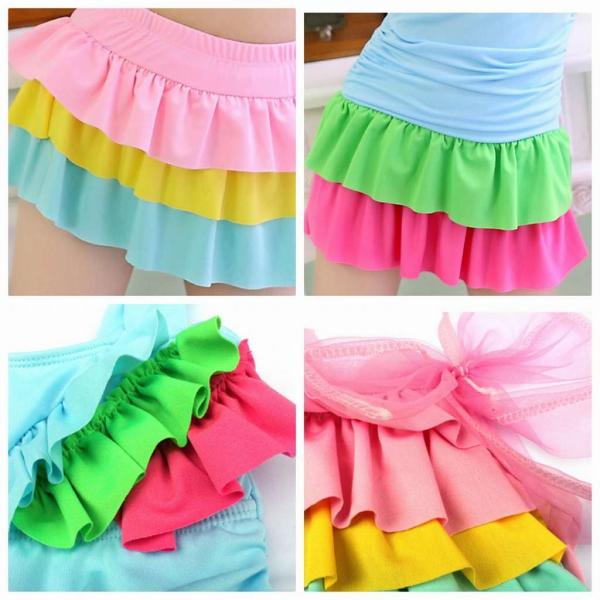 キッズ　ジュニア　女の子　子供　水着　ツーピース　ワンピース　ティアード　無地　フリル　カジュアル　かわいい　キュート　海　プール　スイミング　スクール　ビーチ　リゾート　マリン　海水浴　ピンク　ブルー　S　M　L　XL　送料無料