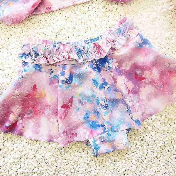 キッズ　女の子　水着　2点セット　帽子付き　ビキニ　フレア　花柄　リボン　ホルターネック　セパレート　海　プール　水泳　スイミング　 スイムウェア　水遊び　海水浴　夏休み　旅行　可愛い　キュート　子供用　女児　女子　ジュニア　ピンク　送料無料