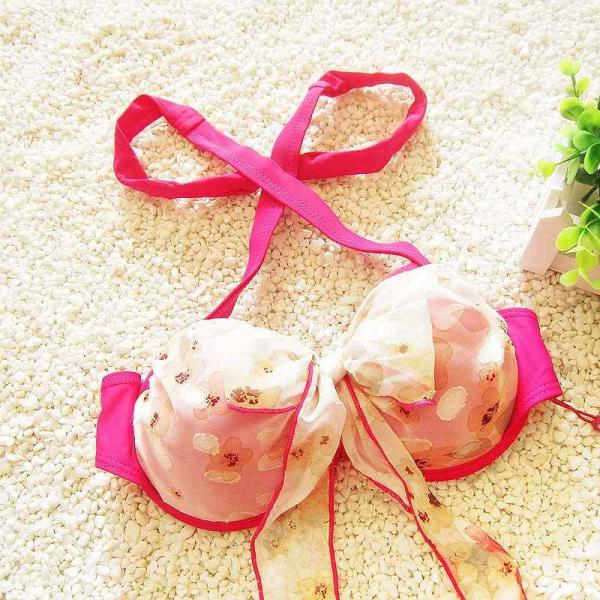 レディース　女の子　水着　2点セット　ビキニ　トップス　フレア　花柄　ホルターネック　セパレート　海　プール　水泳　スイミング　 スイムウェア　水遊び　ビーチ　海水浴　夏休み　学生　旅行　可愛い　キュート　女子　ピンク　送料無料