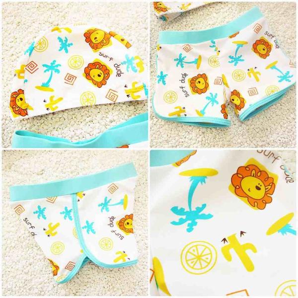 キッズ　男の子　水着　2点セット　パンツ　帽子付き　キャップ　海　プール　水泳　スイミング　 スイムウェア　ビーチ　リゾート　マリン　海水浴　夏休み　旅行　可愛い　キュート　子供用　男児　男子　ジュニア　ブルー　オレンジ　送料無料