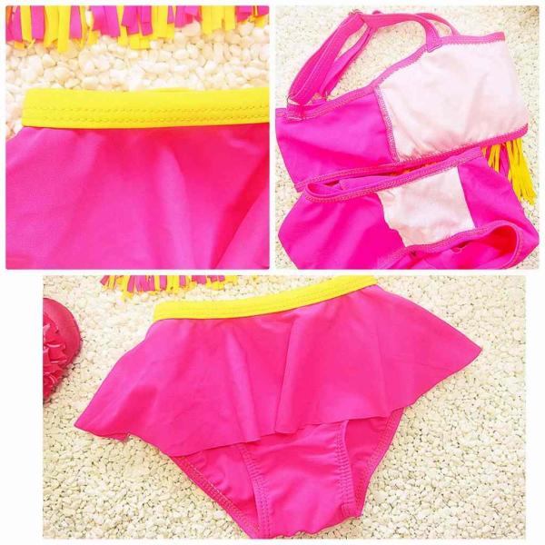 キッズ　女の子　水着　ビキニ　フリル　フリンジ　セパレート　海　プール　水泳　スイミング　 スイムウェア　ビーチ　リゾート　マリン　海水浴　夏休み　旅行　可愛い　キュート　子供用　女児　女子　ジュニア　ピンク　送料無料