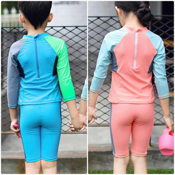 キッズ　女の子　男の子　水着　ラッシュガード　セパレート　日焼け防止　長袖　ショートパンツ　短パン　スイムパンツ　海　プール　スイミング　 スイムウェア　海水浴　夏休み　旅行　可愛い　キュート　子供用　女児　女子　ジュニア　ブルー　ピンク　送料無料