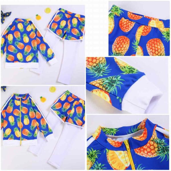 キッズ　女の子　男の子　水着　ラッシュガード　セパレート　日焼け防止　長袖　ロングスパッツ　海　プール　スイミング　 スイムウェア　ビーチ　リゾート　マリン　海水浴　夏休み　旅行　可愛い　キュート　子供用　女児　女子　ジュニア　ブルー　ピンク　送料無料