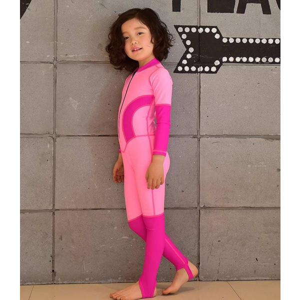 キッズ　ジュニア　女の子　男の子　子供　水着　スイムウェア　ウェットスーツ　バイカラー　無地　カジュアル　かわいい　キュート　海　プール　スイミング　スクール　ビーチ　リゾート　マリン　海水浴　ブルー　ピンク　M　L　XL　XXL　XXXL　送料無料