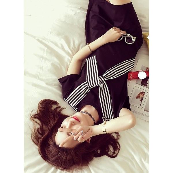 レディース　大きいサイズ　Tシャツワンピ　ワンピース　ストライプ　ボーダー　ミニ丈　スカート　トップス　カジュアル　キュート　大人　可愛い　フェミニン　おしゃれ　お出かけ　デイリー　普段着　ホワイト　ブラック　M　L　XL　XXL　XXXL　送料無料