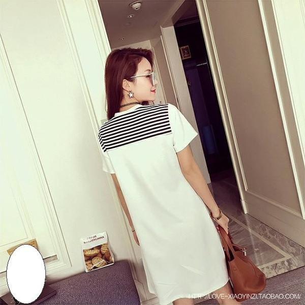 レディース　大きいサイズ　Tシャツワンピ　ワンピース　ストライプ　ボーダー　ミニ丈　スカート　トップス　カジュアル　キュート　大人　可愛い　フェミニン　おしゃれ　お出かけ　デイリー　普段着　ホワイト　ブラック　M　L　XL　XXL　XXXL　送料無料