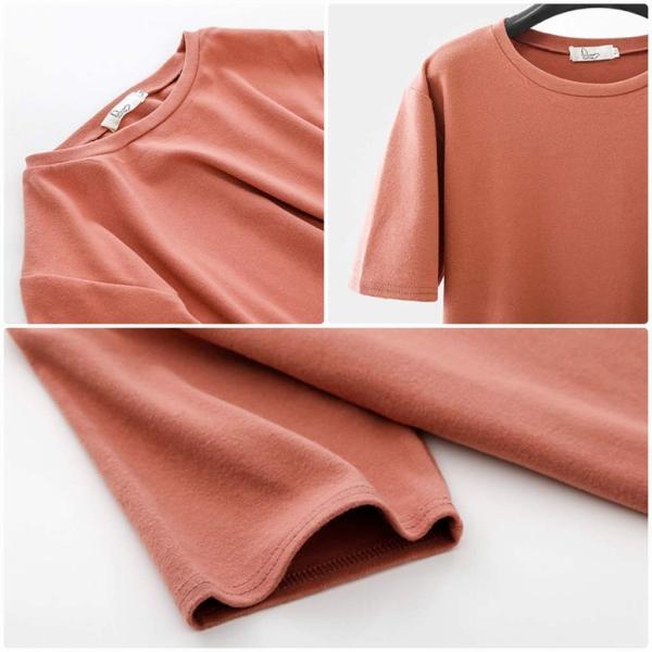 レディース　大きいサイズ　Tシャツ　無地　半袖　ショートスリーブ　夏　春　トップス　カジュアル　キュート　大人　可愛い　フェミニン　おしゃれ　お出かけ　普段着　デイリー　ブラック　ホワイト　イエロー　ブラウン　ベージュ　M　L　XL　2XL　送料無料