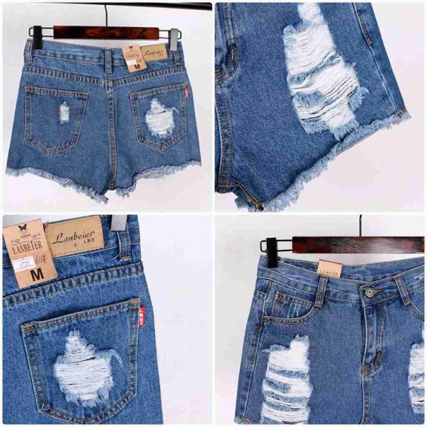 レディース　大きいサイズ　ハイウエスト　クラッシュ加工　ダメージ　カットオフデニム　ショートパンツ　ショーツ　短パン　ジーパン　ジーンズ　ボトムス　カジュアル　キュート　可愛い　おしゃれ　お出かけ　デイリー　普段着　ライトブルー　ブルー　送料無料