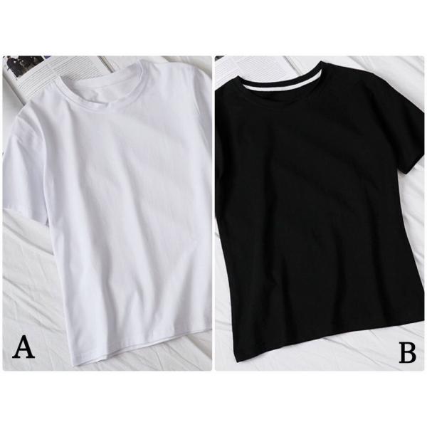 レディース　大きいサイズ　Tシャツ　無地　半袖　ショートスリーブ　夏　春　クルーネック　トップス　カジュアル　キュート　大人　フェミニン　お出かけ　普段着　デイリー　ホワイト　ブラック　ピンク　グレー　ブルー　イエロー　ブラウン　レッド