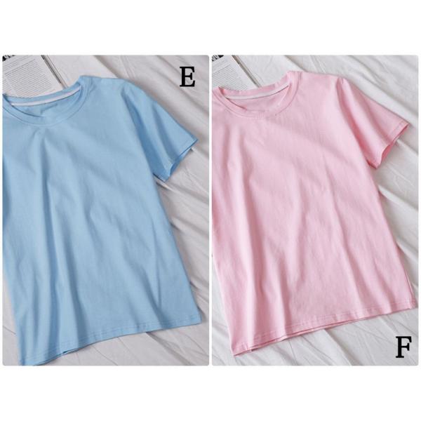 レディース　大きいサイズ　Tシャツ　無地　半袖　ショートスリーブ　夏　春　クルーネック　トップス　カジュアル　キュート　大人　フェミニン　お出かけ　普段着　デイリー　ホワイト　ブラック　ピンク　グレー　ブルー　イエロー　ブラウン　レッド