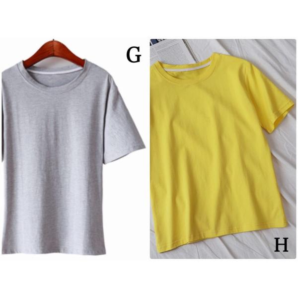 レディース　大きいサイズ　Tシャツ　無地　半袖　ショートスリーブ　夏　春　クルーネック　トップス　カジュアル　キュート　大人　フェミニン　お出かけ　普段着　デイリー　ホワイト　ブラック　ピンク　グレー　ブルー　イエロー　ブラウン　レッド