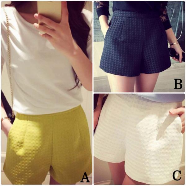 レディース　大きいサイズ　ハイウエスト　ショートパンツ　ショーツ　短パン　ボトムス　カジュアル　キュート　可愛い　フェミニン　きれいめ　おしゃれ　お出かけ　デイリー　普段着　ホワイト　ブラック　ピンク　イエロー　送料無料