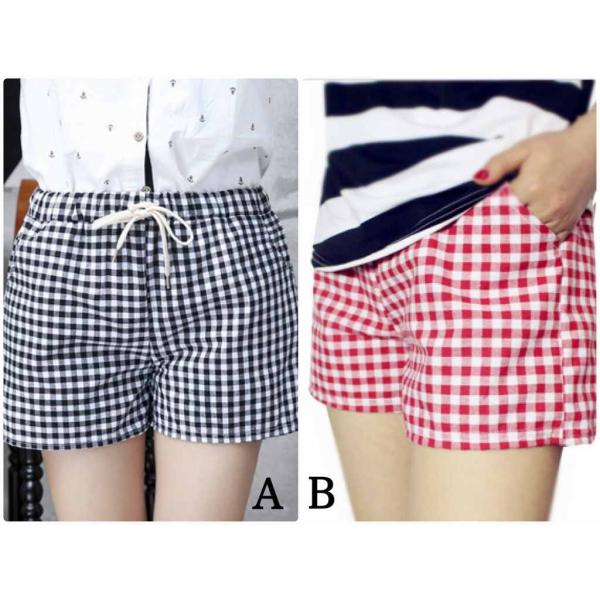 レディース　大きいサイズ　ハイウエスト　ギンガムチェック　ショートパンツ　ショーツ　短パン　ボトムス　カジュアル　キュート　可愛い　フェミニン　きれいめ　おしゃれ　お出かけ　デイリー　普段着　レッド　ブラック　2XL　3XL　4XL　送料無料