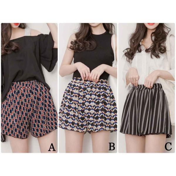 レディース　大きいサイズ　花柄　ボタニカル柄　ストライプ　ハイウエスト　ショートパンツ　ショーツ　短パン　ボトムス　カジュアル　キュート　可愛い　フェミニン　きれいめ　おしゃれ　お出かけ　デイリー　普段着　ブラック　イエロー　ホワイト　グレー　送料無料