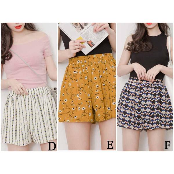 レディース　大きいサイズ　花柄　ボタニカル柄　ストライプ　ハイウエスト　ショートパンツ　ショーツ　短パン　ボトムス　カジュアル　キュート　可愛い　フェミニン　きれいめ　おしゃれ　お出かけ　デイリー　普段着　ブラック　イエロー　ホワイト　グレー　送料無料