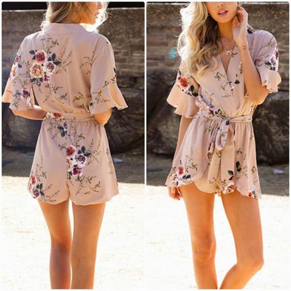 レディース　Vネック　ワンピース　花柄　ボタニカル柄　春　夏　カジュアル　キュート　可愛い　フェミニン　きれいめ　上品　エレガント　おしゃれ　お出かけ　デイリー　普段着　ネイビー　ホワイト　S　M　L　XL　サイズ　送料無料