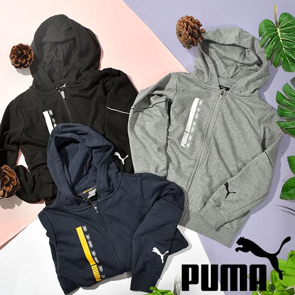 PUMA(プーマ) ACTIVE SPORTS FULL-ZIP HOODIE TR B になります。キッズ・ジュニア・子ども右胸に配したブランドロゴとドット柄グラフィックプリントがアクセントを効かせているACTIVE SPORTSフーデッ...